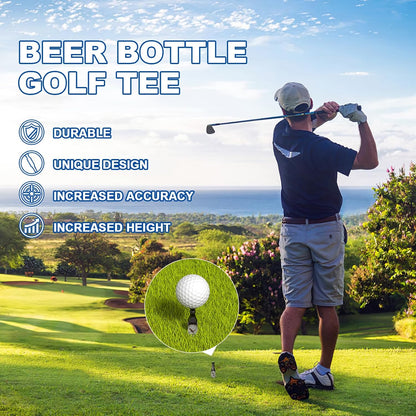 Beer Bottle Golf Tees, Virtually Unbreakable and Recyclable Plastic Golf Tee, Durable Golf Tees for Men and Women, Bachelor Party Novelty Gift for Golfers Funny Golf Tees 3-1/4" Tall