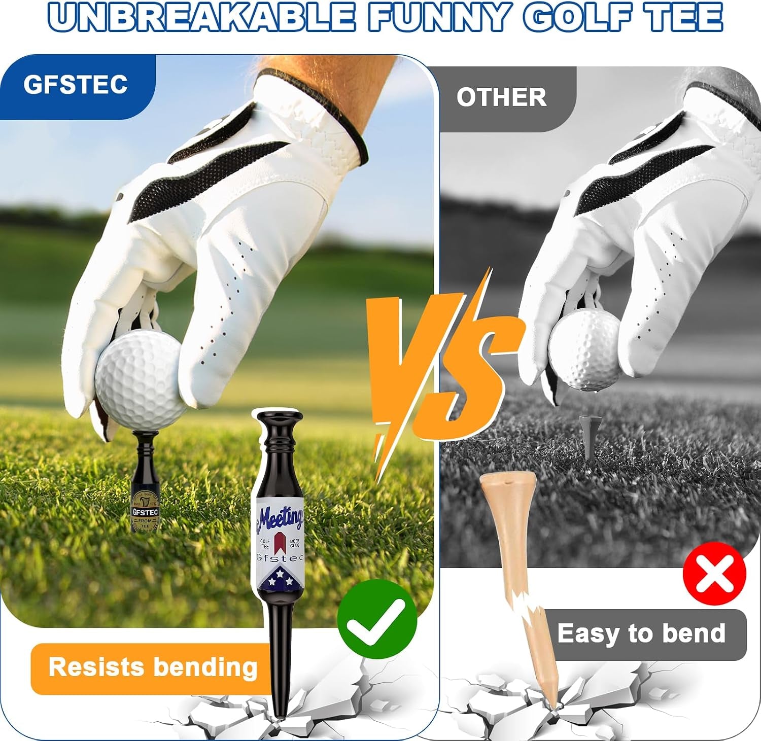 Beer Bottle Golf Tees, Virtually Unbreakable and Recyclable Plastic Golf Tee, Durable Golf Tees for Men and Women, Bachelor Party Novelty Gift for Golfers Funny Golf Tees 3-1/4" Tall