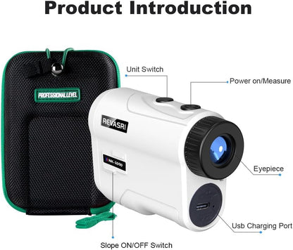 Golf Rangefinder with Slope and Flag Pole Lock Vibration, External Slope Switch for Golf Tournament Legal, Rangefinders with Rechargeable Battery 1000YDS Laser Range Finder