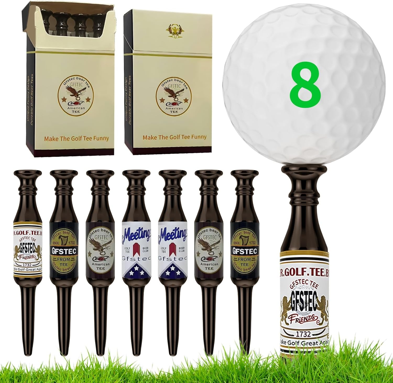 Beer Bottle Golf Tees, Virtually Unbreakable and Recyclable Plastic Golf Tee, Durable Golf Tees for Men and Women, Bachelor Party Novelty Gift for Golfers Funny Golf Tees 3-1/4" Tall