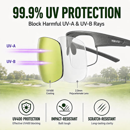 Golf Sunglasses for Men Women, Golf Ball Finder Glasses, UV400 | HD Color-Enhancing Golf Lens, Anti-Glare, Lightweight TR90 Frame, Adjustable Nose Pads, Impact-Resistant, Gift-Ready Box