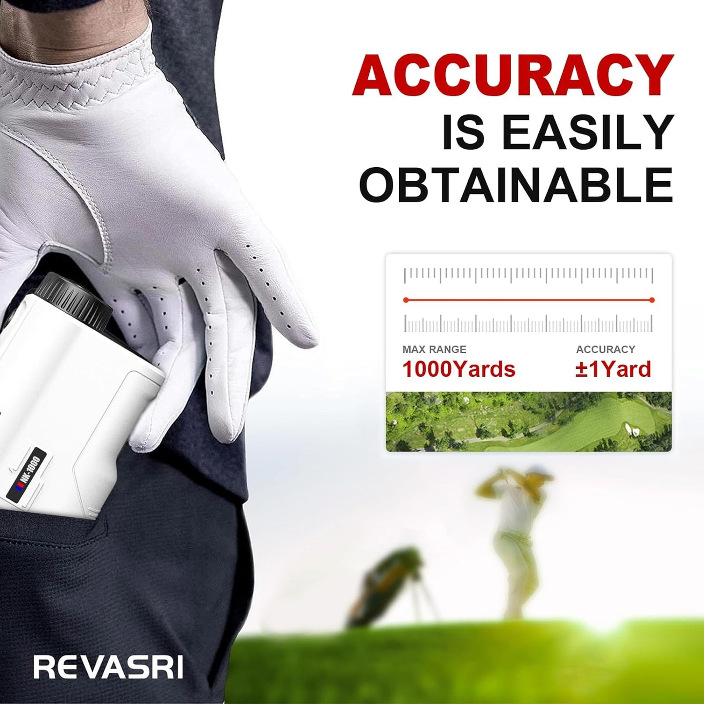Golf Rangefinder with Slope and Flag Pole Lock Vibration, External Slope Switch for Golf Tournament Legal, Rangefinders with Rechargeable Battery 1000YDS Laser Range Finder