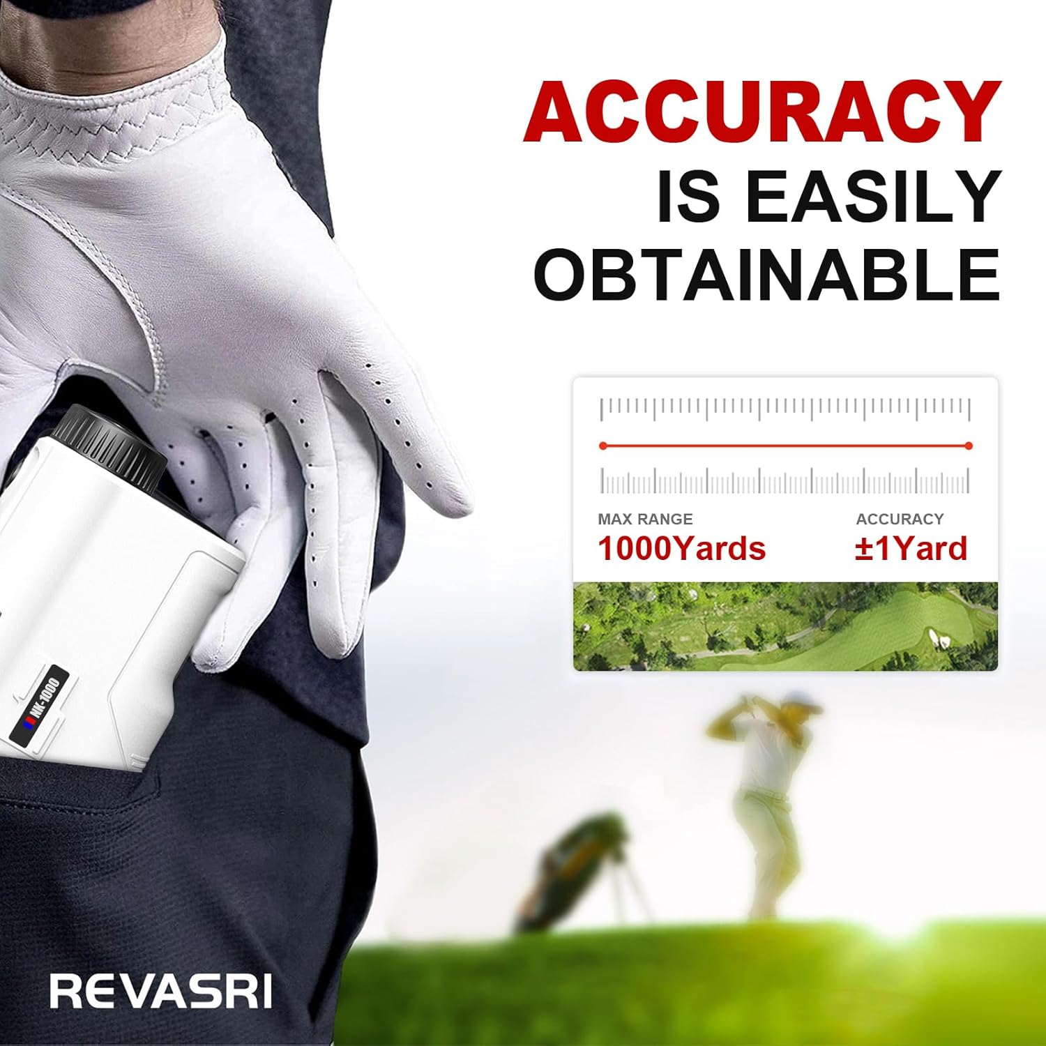Golf Rangefinder with Slope and Flag Pole Lock Vibration, External Slope Switch for Golf Tournament Legal, Rangefinders with Rechargeable Battery 1000YDS Laser Range Finder