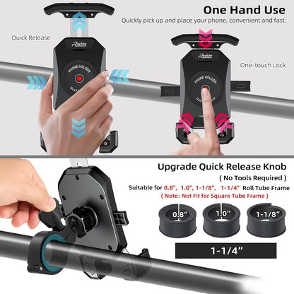 Golf Push Cart Phone Holder Mount Compatible with Caddytek,Clicgear,Sun Mountain,Rovic, Caddy, Bag Boy,Golf Push Cart Accessories for Cell Phones,Full Silicone Protection/ 360°Rotatable