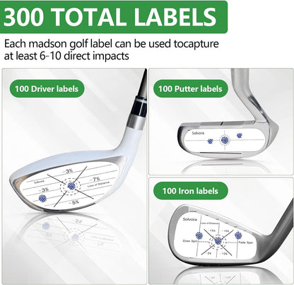 Golf Impact Tape Club Impact Stickers for Woods Irons and Putters No Residue Golf Accessories for Swing Practice (300PCS)