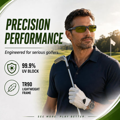 Golf Sunglasses for Men Women, Golf Ball Finder Glasses, UV400 | HD Color-Enhancing Golf Lens, Anti-Glare, Lightweight TR90 Frame, Adjustable Nose Pads, Impact-Resistant, Gift-Ready Box