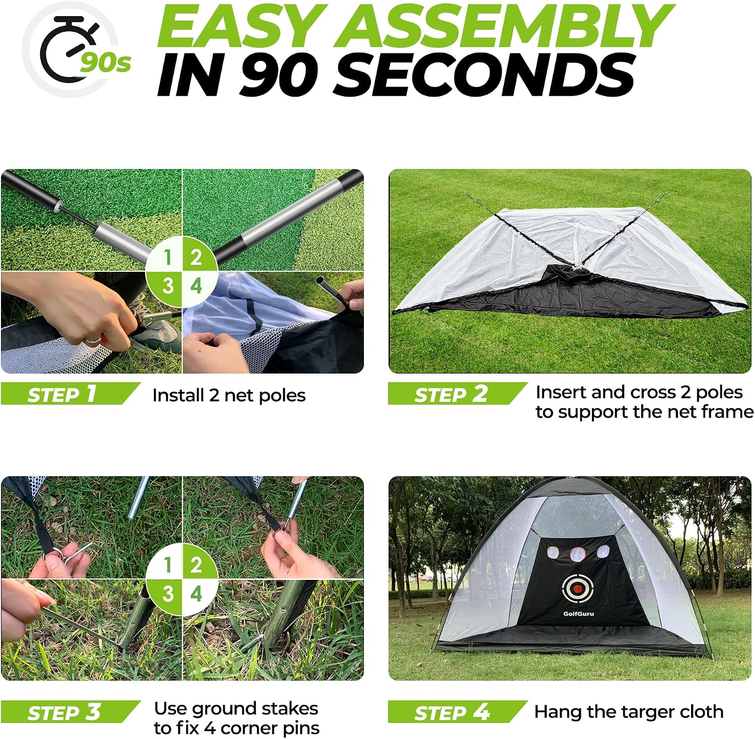 Golf Net, 10X7Ft All in 1 Golf Practice Net with XL Tri-Turf Golf Mat, Impact Target, 10 Golf Balls, 7 Golf Tees, 2 Rubber Golf Tees, Carry Bag, Golf Net for Backyard Driving Chipping Indoor