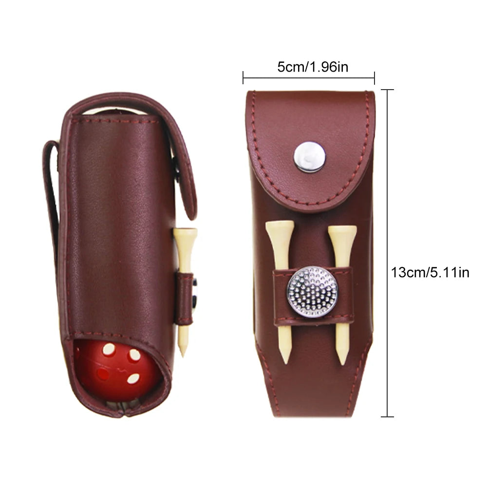 Genuine Leather Golf Ball Pouch Bag Holder Pouch Waist Belt Storage Pocket Can Hold up to 3 Golf Balls and 2 Tees