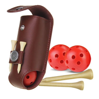 Genuine Leather Golf Ball Pouch Bag Holder Pouch Waist Belt Storage Pocket Can Hold up to 3 Golf Balls and 2 Tees